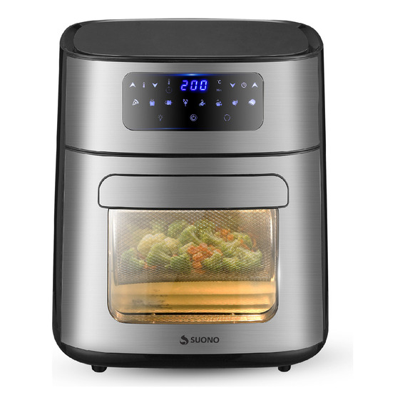 Freidora De Aire Suono Air Fryer 10 L Con Ventana 1700 W Color Plateado