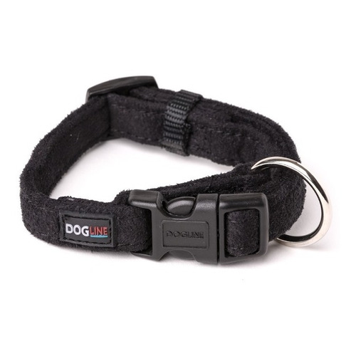 Collar Perro Microfibra Dogline Chico Negro Dl101814 Tamaño del collar S