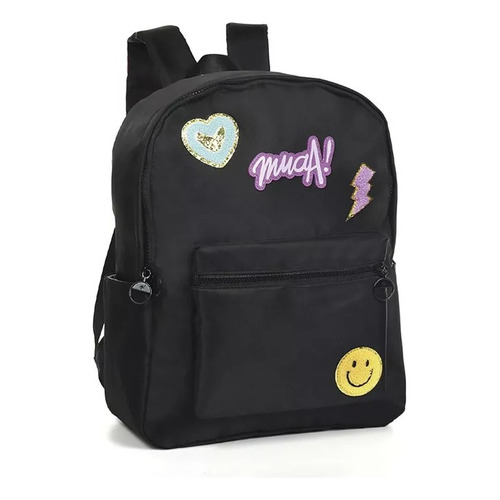 Mochila Muaa Escolar 51500 51501 Color Negro 51501 Diseño Liso 16l