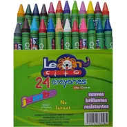 24 Crayones Jumbo De Cera De Colores No Toxico Leoncito