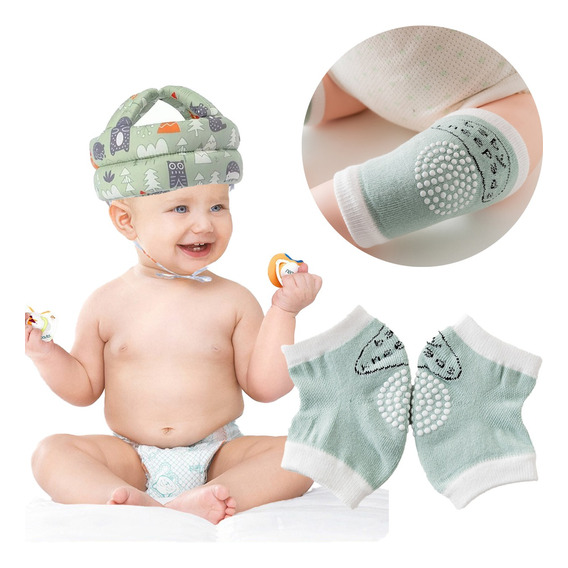 Cascos Para Bebes Antigolpes Seguridad Bebes + Rodilleras
