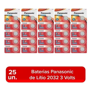 25 Pilhas Bateria 2032 Botão Cr3032 Moeda Redonda Panasonic