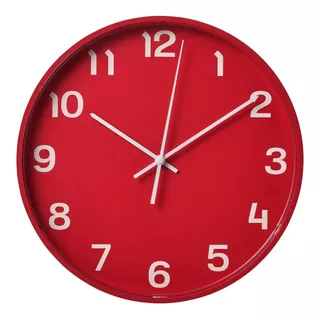 Reloj De Pared Rojo 28 Cm Diámetro Silencioso Casa Oficina