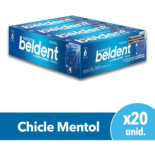 Chicle Beldent mentol cero azucares sin tacc 20 unidades