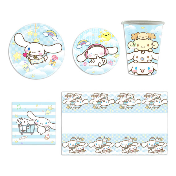 Kit Fiesta Cinnamoroll Platos Y Vasos Desechables 51 Piezas