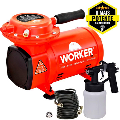 Compressor Ar Direto 1/2 Hp Com Kit Worker Bivolt