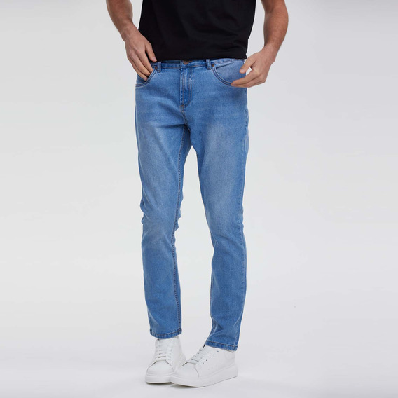 Jeans Hombre Slim Desgastado Azul Fashion's Park