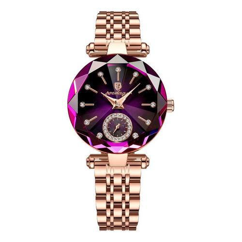 Reloj De Cuarzo Elegante Con Diamantes A Prueba De Agua Poed Color Del Fondo Púrpura