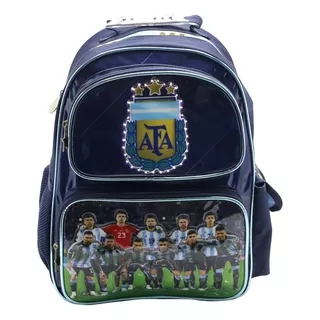 Mochila Escolar Afa 16 Selección Argentina Campeón Con Luz Color Azul Diseño De La Tela Liso