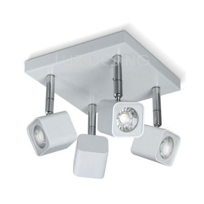 Plafon 2 Luces Cubo Spot Móvil Led Blanco Diseño Pal