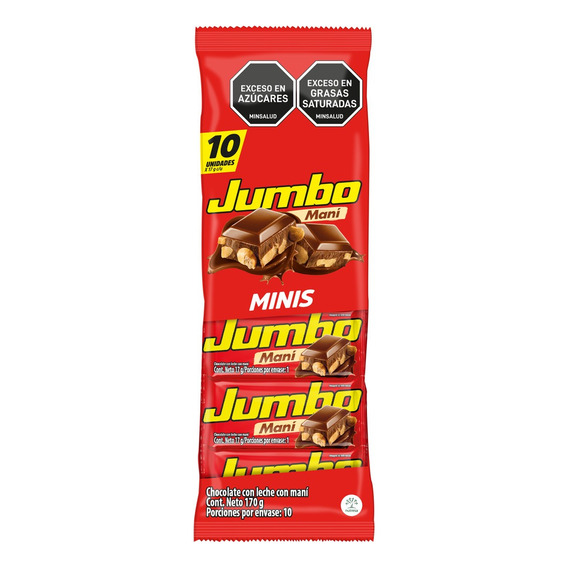 Chocolatina Jumbo Mani Bandeja X 10 Unidades X 18 Gr