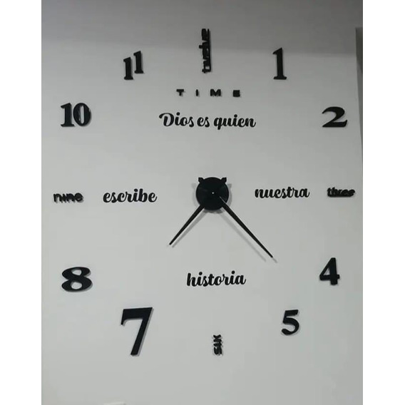 Reloj Pared Negro Acrílico Con Efecto 3d