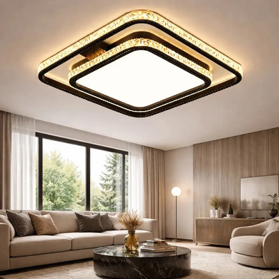 Plafon Moderno Praga Cuadarado Led Cct Diseño 50cm 62w Negro