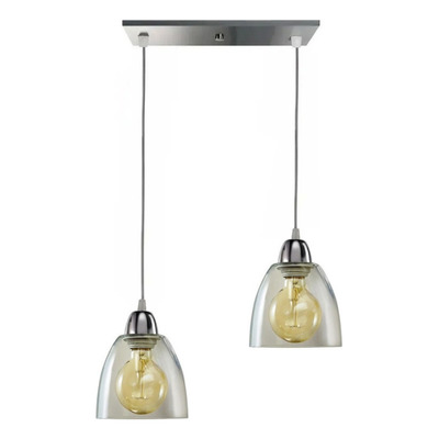 Colgante 2 Luces Vidrio Transparente Moderno Deco Apto Led