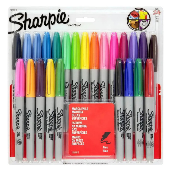 Set 24 Marcadores Permanentes Sharpie Punta Fina Colores