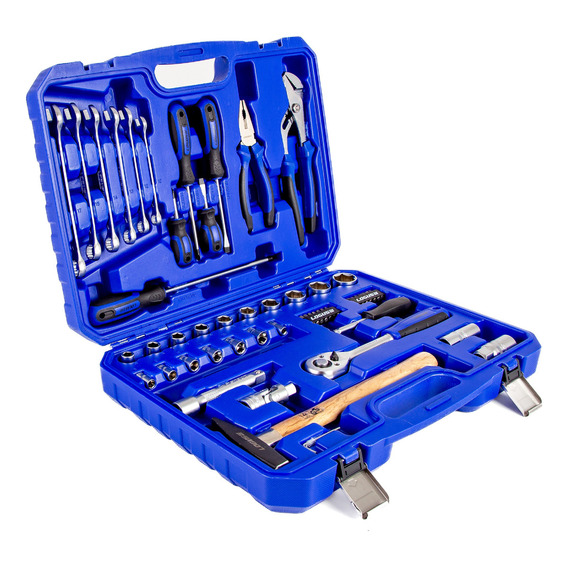 Set Caja Juego De Herramientas Logus 56pzas Cr-v Premium Cuo Color Azul