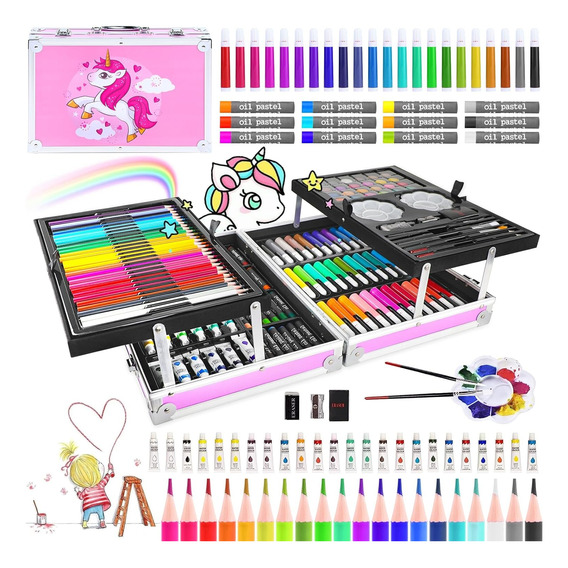 Set De Arte Lápices Marcadores Dibujo Colores Kit 145pcs