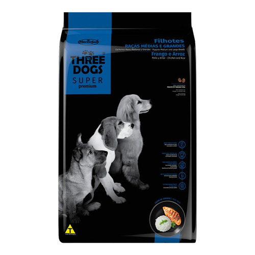 Comida Perro Three Dogs Cachorro Raza Mediana 3kg