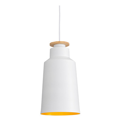 Lampara Colgante Moderno Blanco Dorado E27 Madera M7101b Mks Blanco