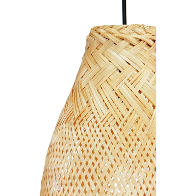 Colgante Deco Moderno De Bambu Deka 25x55cm Natural  Natural/cable Negro