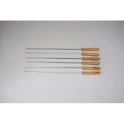 Set 6 Pinches Brochette Acero Inoxidable Mango Madera 42cm