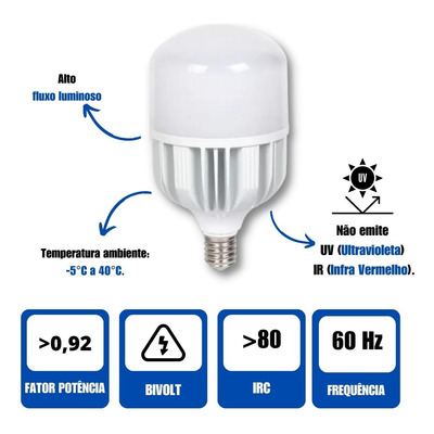 Lâmpada Led Bulbo 150w E40 6500k Alta Potencia Bivolt Avant Cor Da Luz Branco-frio 110v/220v