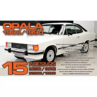 Kit Com 15 Adesivos Carroceria Gm Opala 2.5 Álcool 1983 1990