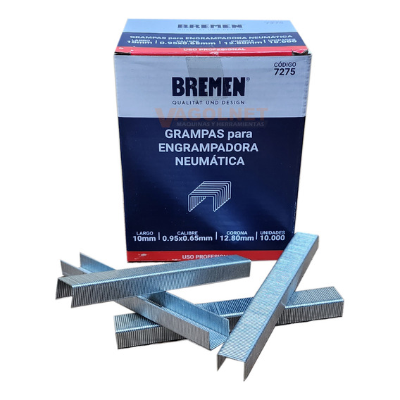 Grampas Bremen 10mm X10000u 12,8 7275 Engrampadora Neumatica