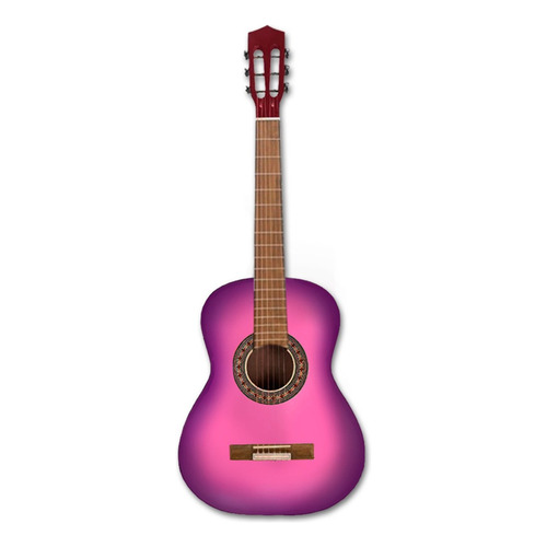 Guitarra criolla clásica Midiplus Clásica con funda para diestros rosa brillante
