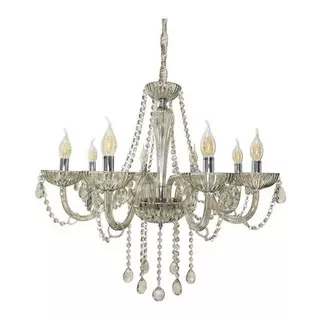 Lustre De Cristal Legítimo K9 8 Braços Candelabro Conhaque 110v/220v