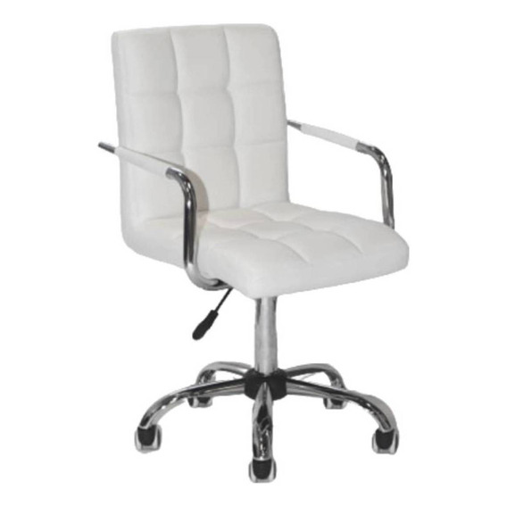 Silla de escritorio Crash Joven Cuadros con apoyabrazos ergonómica  blanca con tapizado de cuero sintético
