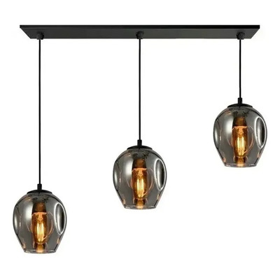 Colgante 3 Luces Ástrid Humo Apto Led Vidrio Moderno Cie Ahumado