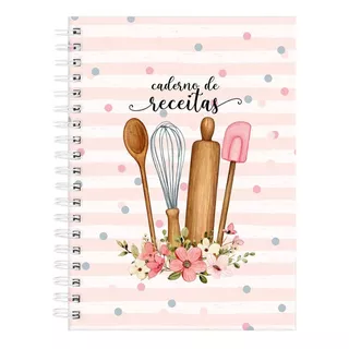 Caderno De Receitas Floral Listras Fuê Rosa Cor Não Aplica