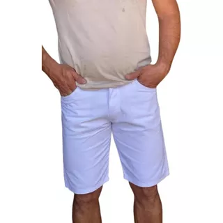 Bermuda De Sarja Premium Branca Masculina Bolso Faca