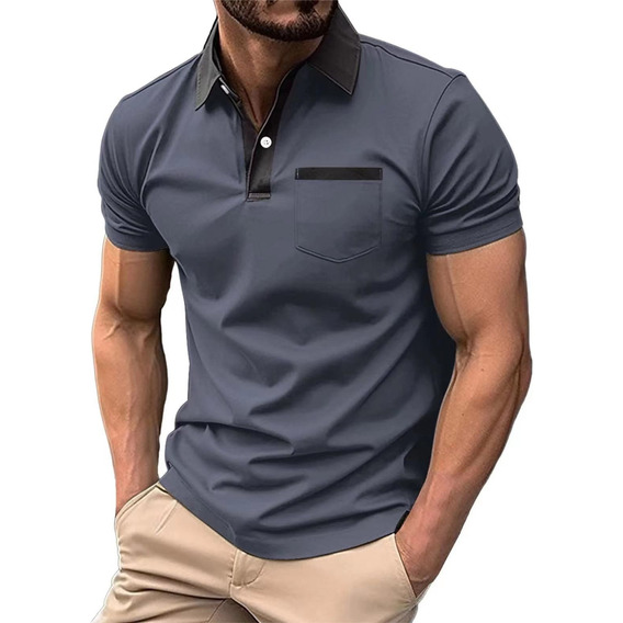 Polo Casual De Color Sólido De Moda De Verano Para Hombres.