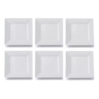 Plato Playo Melamina Cuadrado Blanco X 12 Unidades Plastico