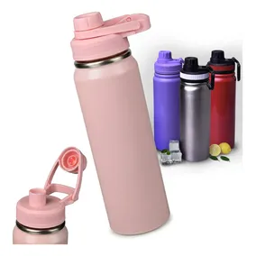 Garrafa 800ml Térmica Inox Academia Esportiva Água Gelada Rosa-claro