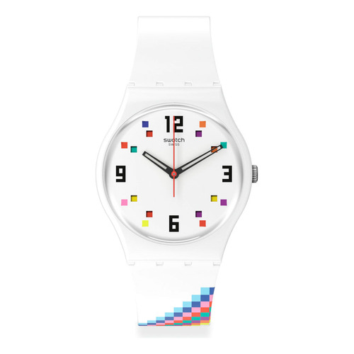 Reloj Swatch Merry-go-round Squares De Silicona So28w700 Color de la malla Blanco Color del bisel Blanco Color del fondo Blanco