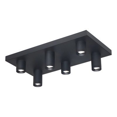Plafon 6 Luces Led Nachos2 Negro Base Rectangular 20386 Rd Negro