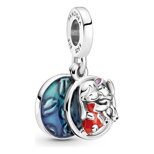 Charm Colgante Familia Lilo Y Stitch De Disney Color Plata