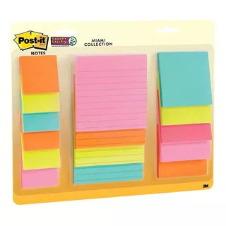 Post-it Miami Notas Super Sticky 15 Bloques Tamaños Colores