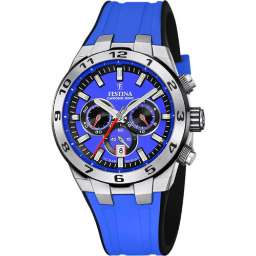 Reloj Festina Hombre Chrono Bike 2024 Caucho Azul F20671.3 Bisel Plateado