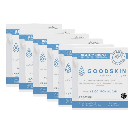 Suplemento en líquido Framingham Pharma  Goodskin Goodskin proteínas sabor frutal en caja de 375mL pack x 6 u