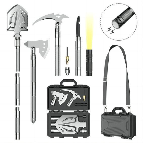 Kit Herramientas Supervivencia Pesca Camping 9en1 Pala 