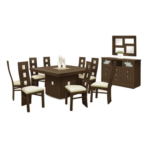 Comedor Parma 8 Sillas Con Buffet - Chocolate Color No Aplica