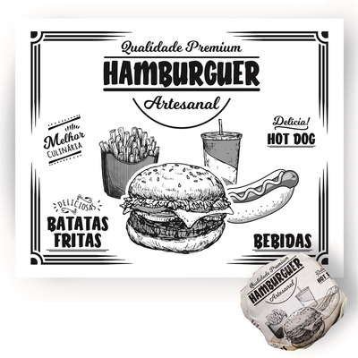 Papel Acoplado C/ 1000 Hamburger Hamburguer Lanche Frios