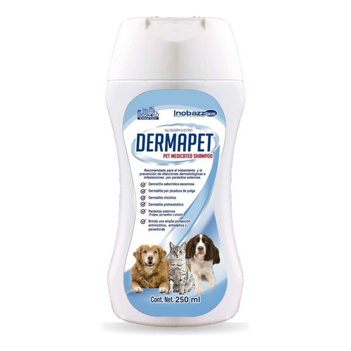 Shampoo Dermapet De 250 Ml Fragancia Hipoalergénico