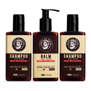 Produto Para Barba 2 Shampoo 1 Balm Barba De Macho 