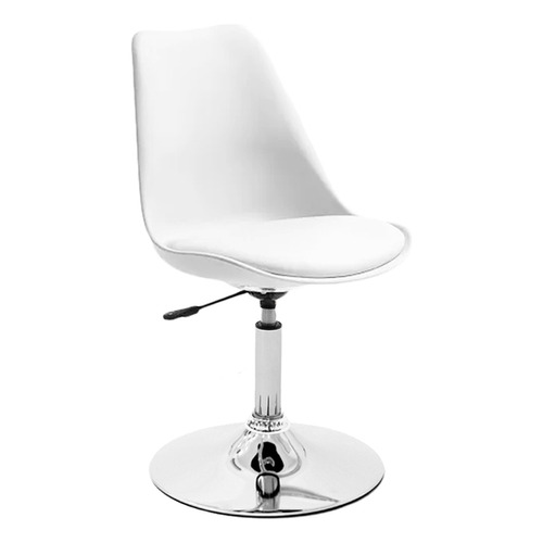 Silla Tulip Eames Para Escritorio Con Base Fija Newmo Blanca De Asiento Blanco