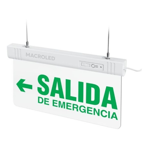 Cartel Led Salida De Emergencia Izquierda 1w Csl-eme-izq Color Blanco